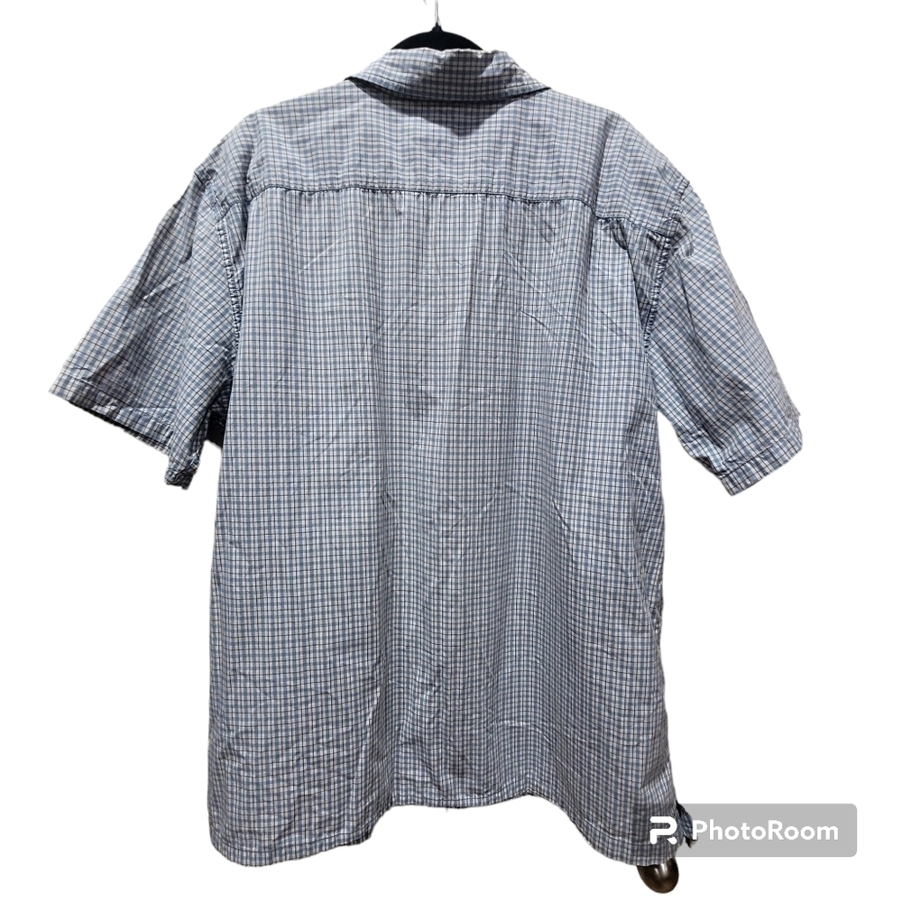 GAP XXL 100% Cotton Men's Short Sleeve Dress Shirt Plaid Blue Yellow Office - Picture 2 of 7